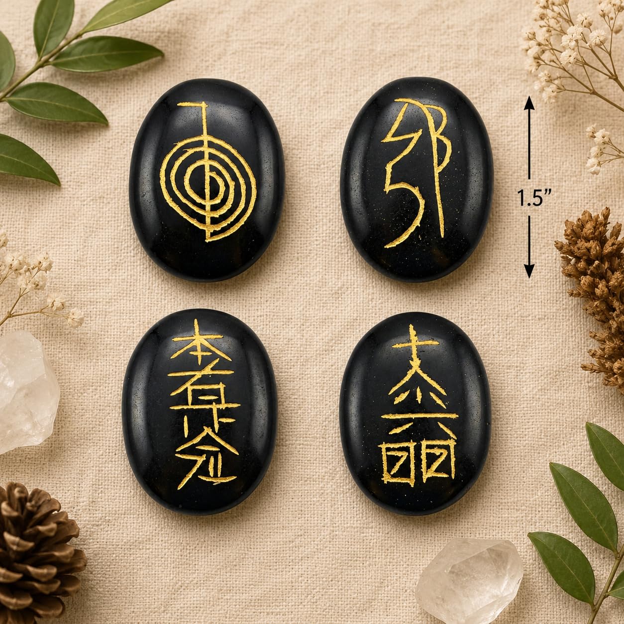 Amazon.co.jp: 臼井式レイキ シンボル 彫刻 黒瑪瑙セット クリスタル